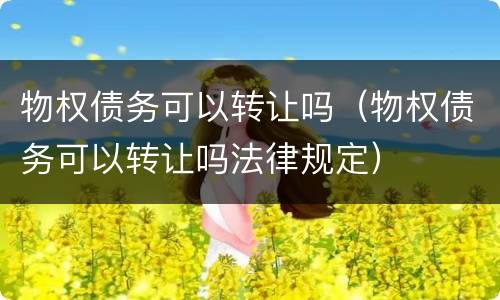 物权债务可以转让吗（物权债务可以转让吗法律规定）