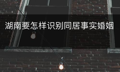 湖南要怎样识别同居事实婚姻