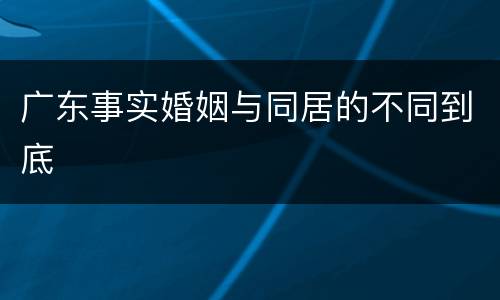 广东事实婚姻与同居的不同到底