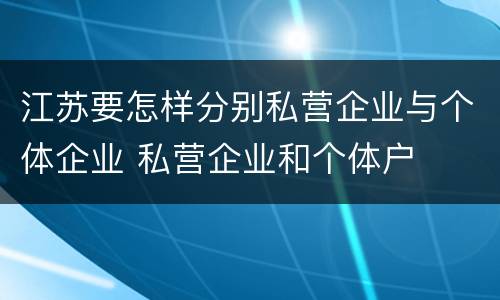 江苏要怎样分别私营企业与个体企业 私营企业和个体户
