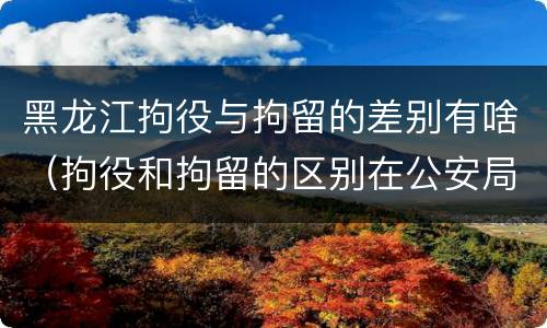 黑龙江拘役与拘留的差别有啥（拘役和拘留的区别在公安局）