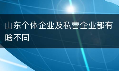 山东个体企业及私营企业都有啥不同