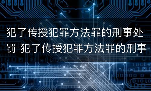 犯了传授犯罪方法罪的刑事处罚 犯了传授犯罪方法罪的刑事处罚