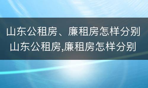 山东公租房、廉租房怎样分别 山东公租房,廉租房怎样分别摇号