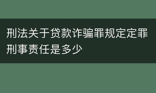 刑法关于贷款诈骗罪规定定罪刑事责任是多少