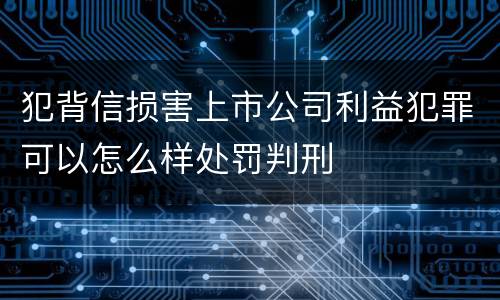 犯背信损害上市公司利益犯罪可以怎么样处罚判刑