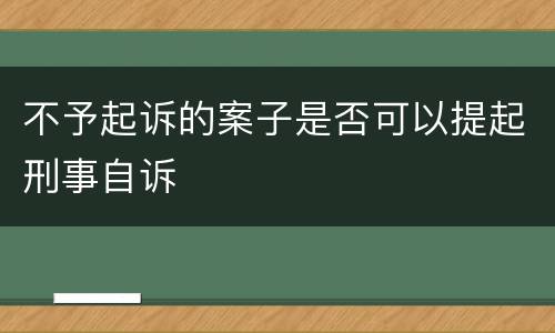 不予起诉的案子是否可以提起刑事自诉