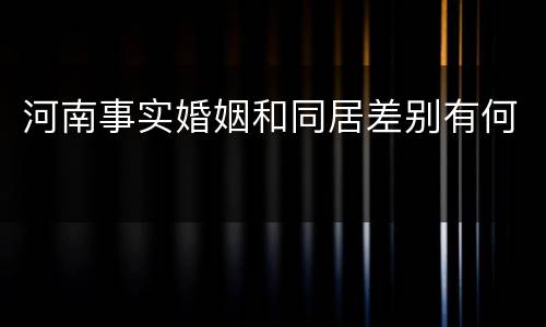 河南事实婚姻和同居差别有何