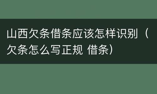 山西欠条借条应该怎样识别（欠条怎么写正规 借条）