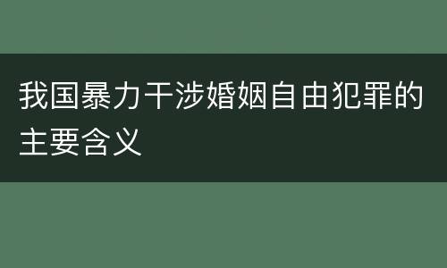 我国暴力干涉婚姻自由犯罪的主要含义
