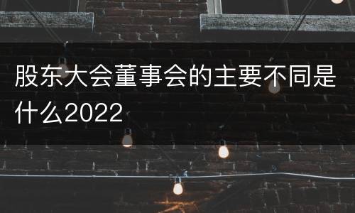 股东大会董事会的主要不同是什么2022