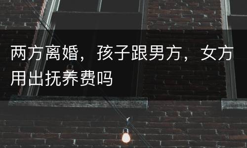 两方离婚，孩子跟男方，女方用出抚养费吗