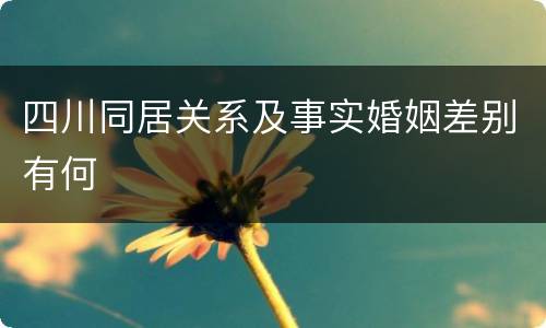 四川同居关系及事实婚姻差别有何
