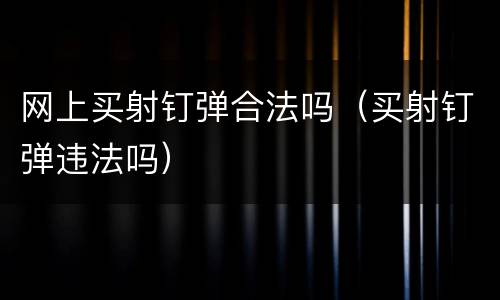 网上买射钉弹合法吗（买射钉弹违法吗）