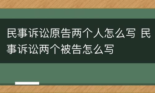 民事诉讼原告两个人怎么写 民事诉讼两个被告怎么写
