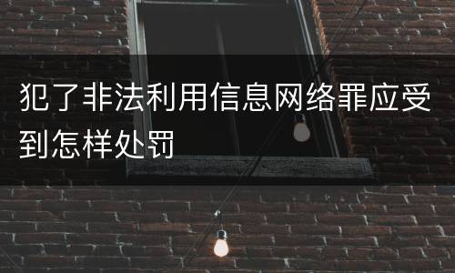 犯了非法利用信息网络罪应受到怎样处罚