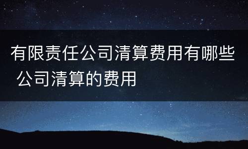 有限责任公司清算费用有哪些 公司清算的费用