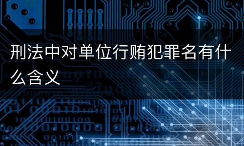 刑法中对单位行贿犯罪名有什么含义