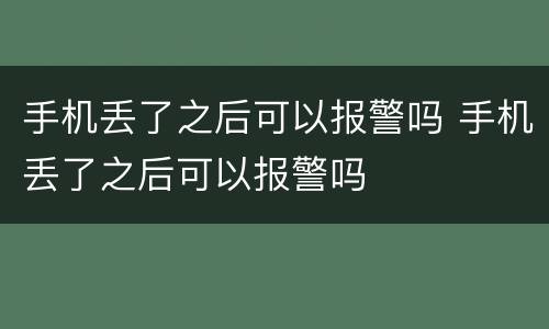 手机丢了之后可以报警吗 手机丢了之后可以报警吗