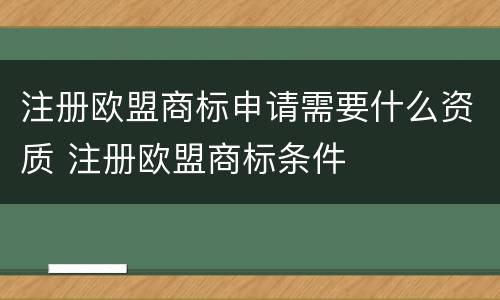 注册欧盟商标申请需要什么资质 注册欧盟商标条件