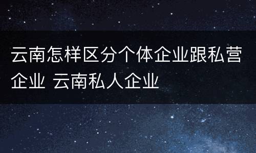 云南怎样区分个体企业跟私营企业 云南私人企业