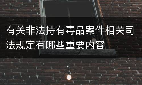 有关非法持有毒品案件相关司法规定有哪些重要内容