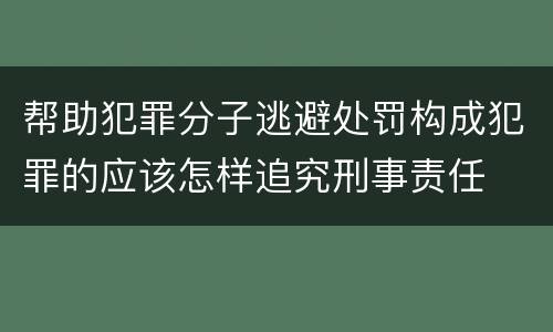 帮助犯罪分子逃避处罚构成犯罪的应该怎样追究刑事责任