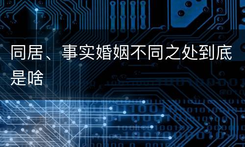 同居、事实婚姻不同之处到底是啥