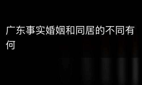 广东事实婚姻和同居的不同有何