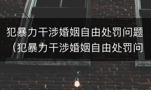 犯暴力干涉婚姻自由处罚问题（犯暴力干涉婚姻自由处罚问题大吗）