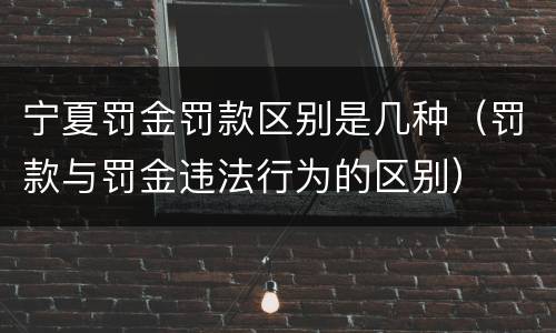 宁夏罚金罚款区别是几种（罚款与罚金违法行为的区别）