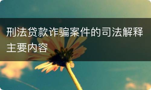 刑法贷款诈骗案件的司法解释主要内容