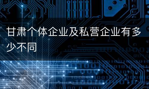 甘肃个体企业及私营企业有多少不同