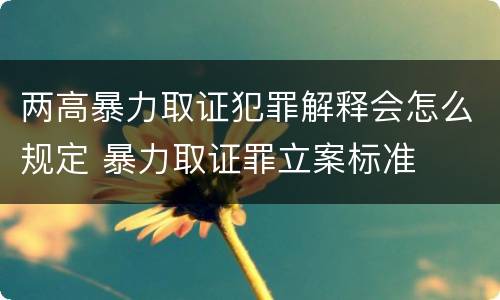两高暴力取证犯罪解释会怎么规定 暴力取证罪立案标准