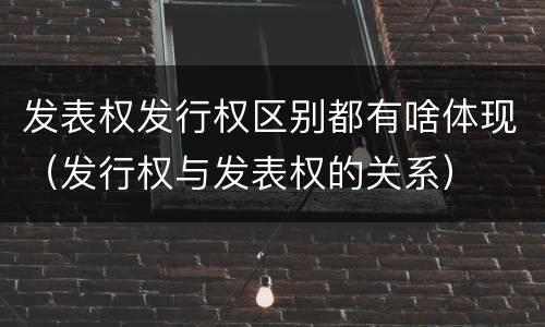 发表权发行权区别都有啥体现（发行权与发表权的关系）
