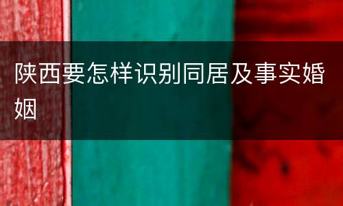 陕西要怎样识别同居及事实婚姻