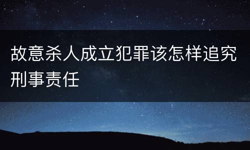 故意杀人成立犯罪该怎样追究刑事责任