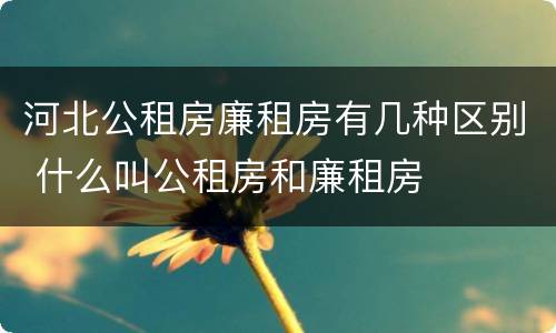 河北公租房廉租房有几种区别 什么叫公租房和廉租房