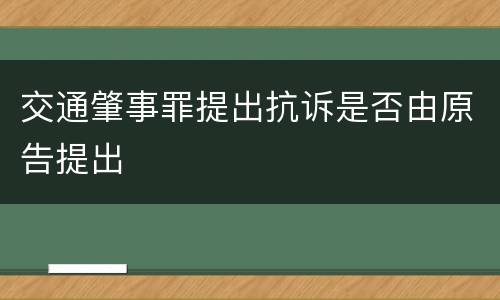 交通肇事罪提出抗诉是否由原告提出