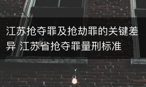 江苏抢夺罪及抢劫罪的关键差异 江苏省抢夺罪量刑标准