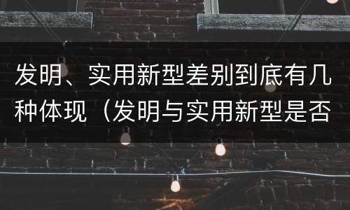 发明、实用新型差别到底有几种体现（发明与实用新型是否具有实用性）