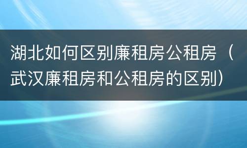 湖北如何区别廉租房公租房（武汉廉租房和公租房的区别）