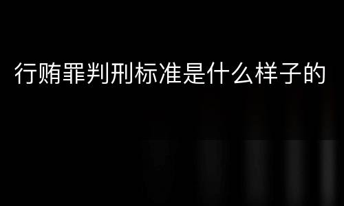 行贿罪判刑标准是什么样子的