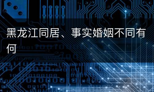 黑龙江同居、事实婚姻不同有何