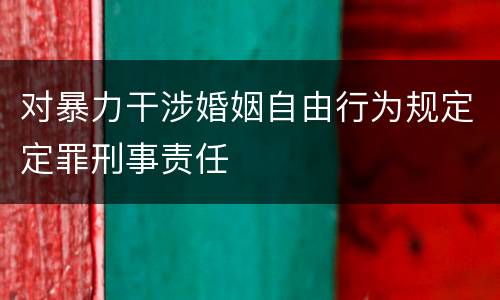 对暴力干涉婚姻自由行为规定定罪刑事责任