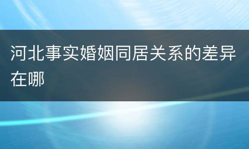 河北事实婚姻同居关系的差异在哪