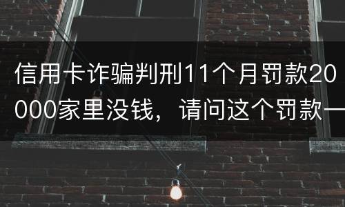 信用卡诈骗判刑11个月罚款20000家里没钱,请问这个罚款一定要还吗