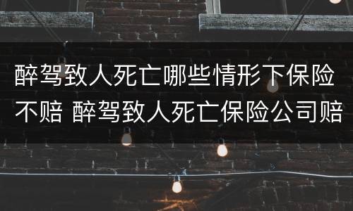醉驾致人死亡哪些情形下保险不赔 醉驾致人死亡保险公司赔不赔