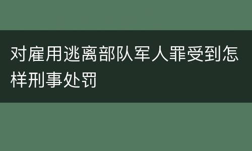 对雇用逃离部队军人罪受到怎样刑事处罚
