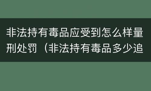 非法持有毒品应受到怎么样量刑处罚（非法持有毒品多少追究刑事责任）